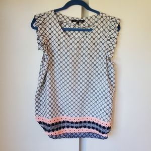 Sweet Rain blue and white sleeveless blouse L